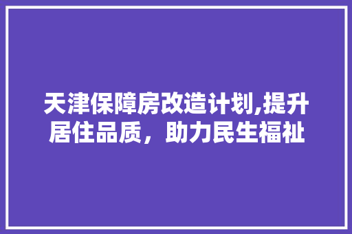 天津保障房改造计划,提升居住品质，助力民生福祉