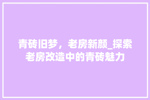 青砖旧梦，老房新颜_探索老房改造中的青砖魅力