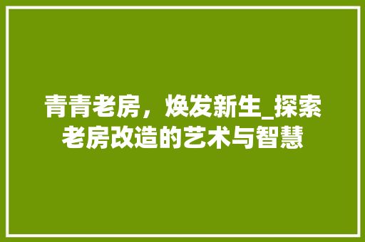 青青老房，焕发新生_探索老房改造的艺术与智慧