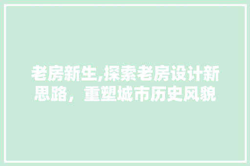 老房新生,探索老房设计新思路，重塑城市历史风貌