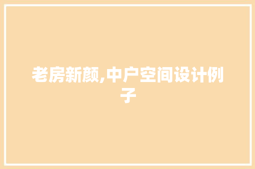 老房新颜,中户空间设计例子
