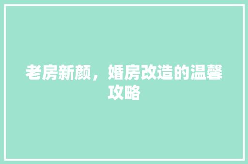 老房新颜，婚房改造的温馨攻略