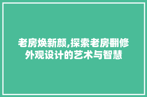 老房焕新颜,探索老房翻修外观设计的艺术与智慧
