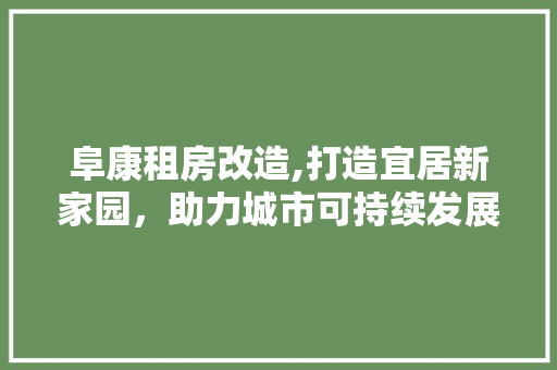 阜康租房改造,打造宜居新家园，助力城市可持续发展