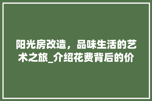 阳光房改造，品味生活的艺术之旅_介绍花费背后的价值与意义