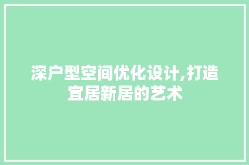 深户型空间优化设计,打造宜居新居的艺术