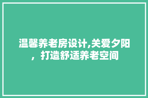 温馨养老房设计,关爱夕阳，打造舒适养老空间