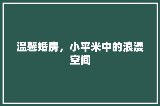 温馨婚房，小平米中的浪漫空间