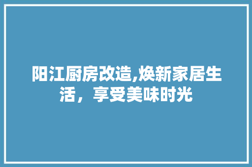 阳江厨房改造,焕新家居生活，享受美味时光