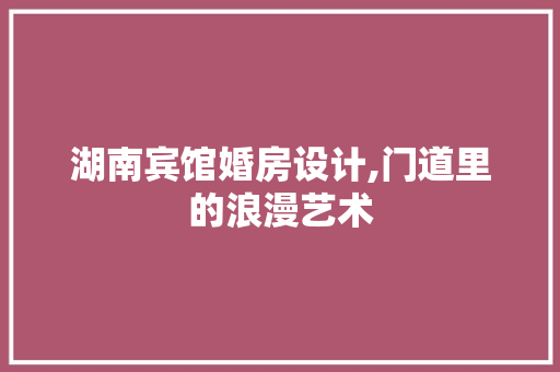 湖南宾馆婚房设计,门道里的浪漫艺术