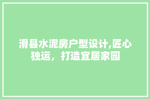 滑县水泥房户型设计,匠心独运，打造宜居家园