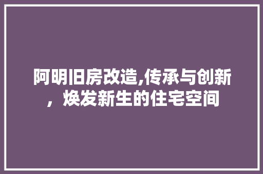 阿明旧房改造,传承与创新，焕发新生的住宅空间