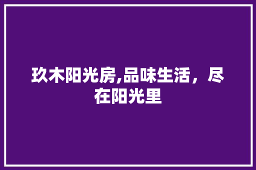 玖木阳光房,品味生活，尽在阳光里
