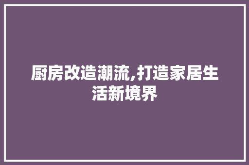 厨房改造潮流,打造家居生活新境界