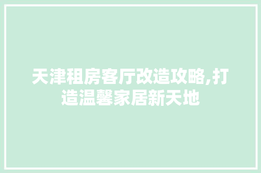天津租房客厅改造攻略,打造温馨家居新天地