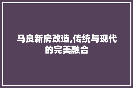 马良新房改造,传统与现代的完美融合