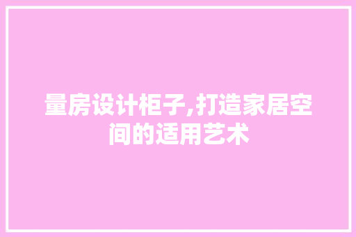 量房设计柜子,打造家居空间的适用艺术