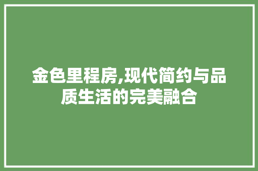 金色里程房,现代简约与品质生活的完美融合