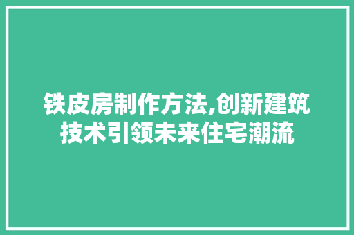 铁皮房制作方法,创新建筑技术引领未来住宅潮流