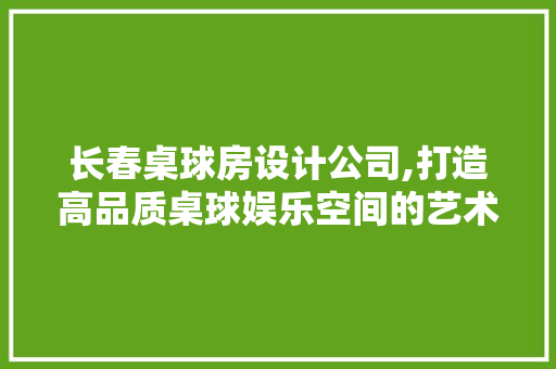 长春桌球房设计公司,打造高品质桌球娱乐空间的艺术匠心
