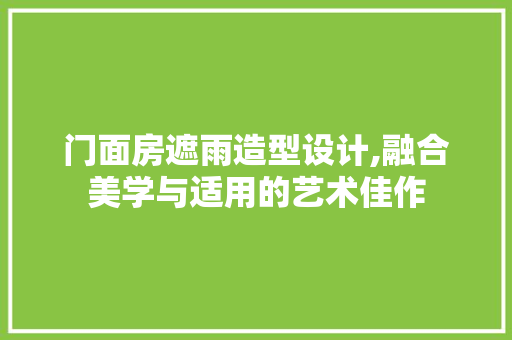 门面房遮雨造型设计,融合美学与适用的艺术佳作