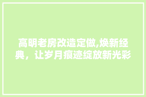 高明老房改造定做,焕新经典，让岁月痕迹绽放新光彩