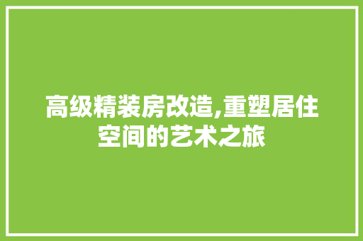 高级精装房改造,重塑居住空间的艺术之旅
