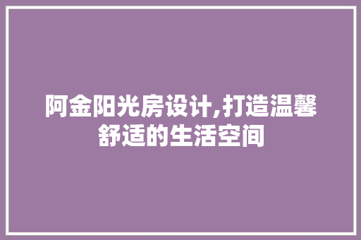 阿金阳光房设计,打造温馨舒适的生活空间