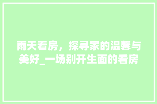雨天看房，探寻家的温馨与美好_一场别开生面的看房体验