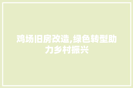 鸡场旧房改造,绿色转型助力乡村振兴