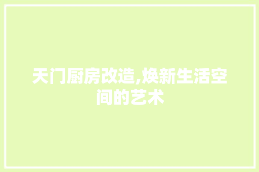 天门厨房改造,焕新生活空间的艺术