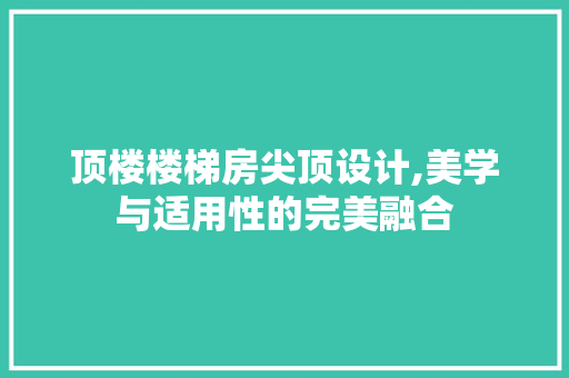 顶楼楼梯房尖顶设计,美学与适用性的完美融合