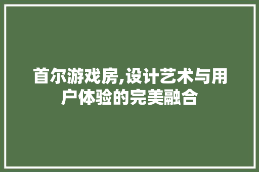 首尔游戏房,设计艺术与用户体验的完美融合