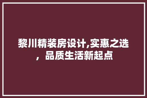 黎川精装房设计,实惠之选，品质生活新起点