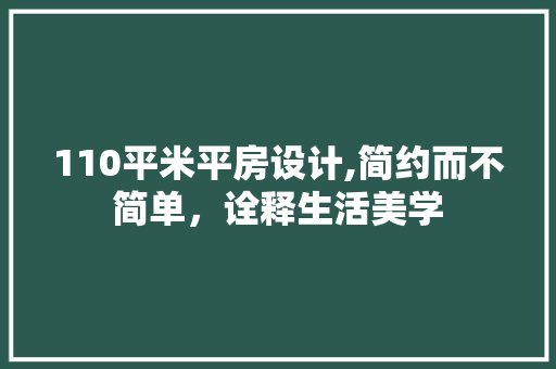 110平米平房设计,简约而不简单，诠释生活美学