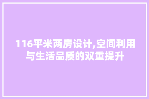 116平米两房设计,空间利用与生活品质的双重提升