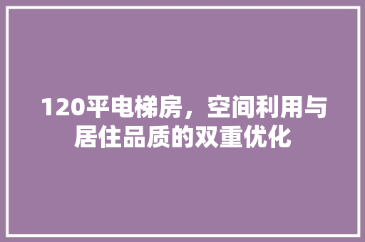 120平电梯房，空间利用与居住品质的双重优化