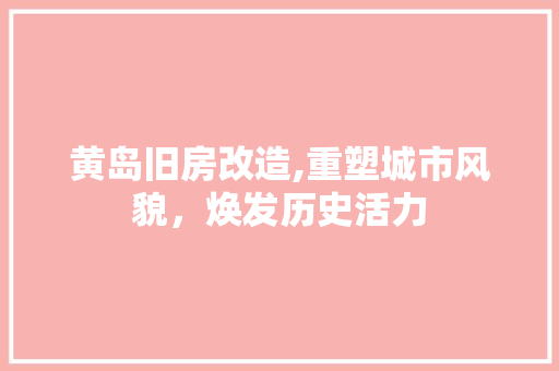 黄岛旧房改造,重塑城市风貌，焕发历史活力
