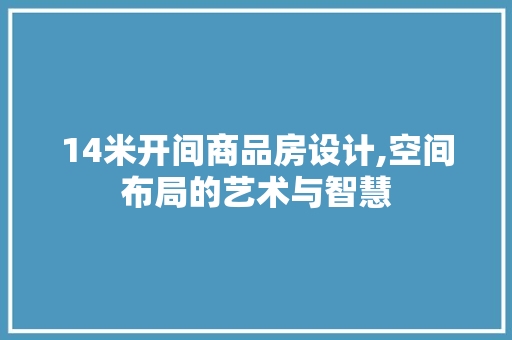 14米开间商品房设计,空间布局的艺术与智慧