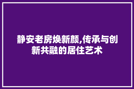 静安老房焕新颜,传承与创新共融的居住艺术