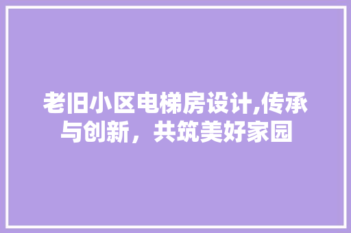 老旧小区电梯房设计,传承与创新，共筑美好家园