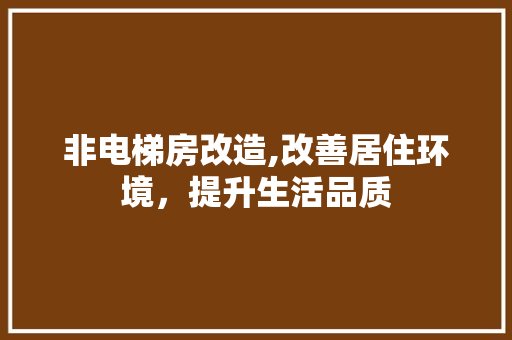 非电梯房改造,改善居住环境，提升生活品质