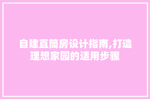 自建直筒房设计指南,打造理想家园的适用步骤
