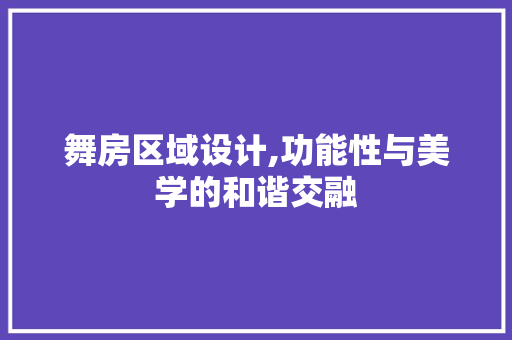 舞房区域设计,功能性与美学的和谐交融
