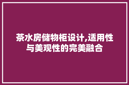 茶水房储物柜设计,适用性与美观性的完美融合