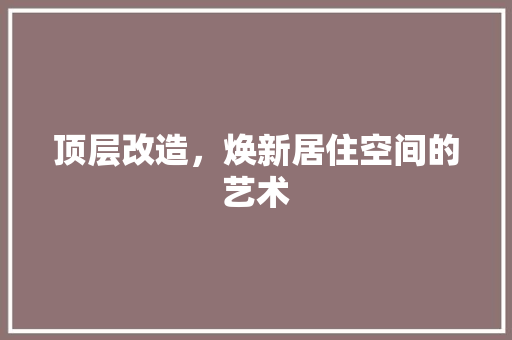 顶层改造，焕新居住空间的艺术