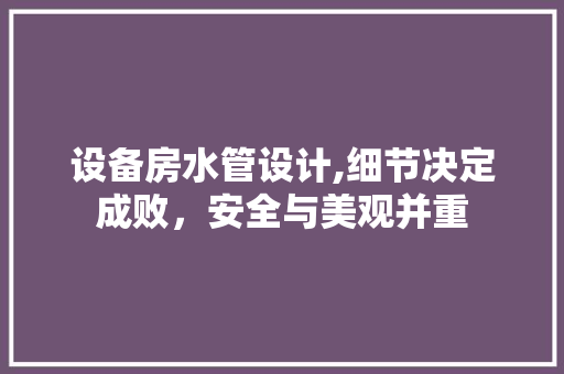 设备房水管设计,细节决定成败，安全与美观并重