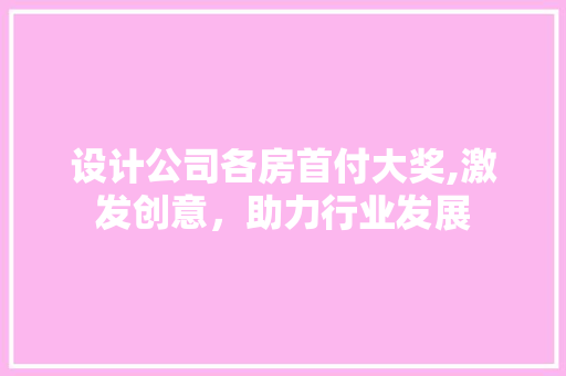 设计公司各房首付大奖,激发创意，助力行业发展
