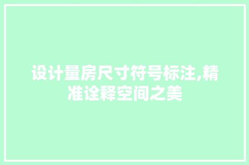 设计量房尺寸符号标注,精准诠释空间之美