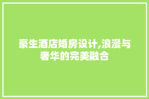 豪生酒店婚房设计,浪漫与奢华的完美融合
